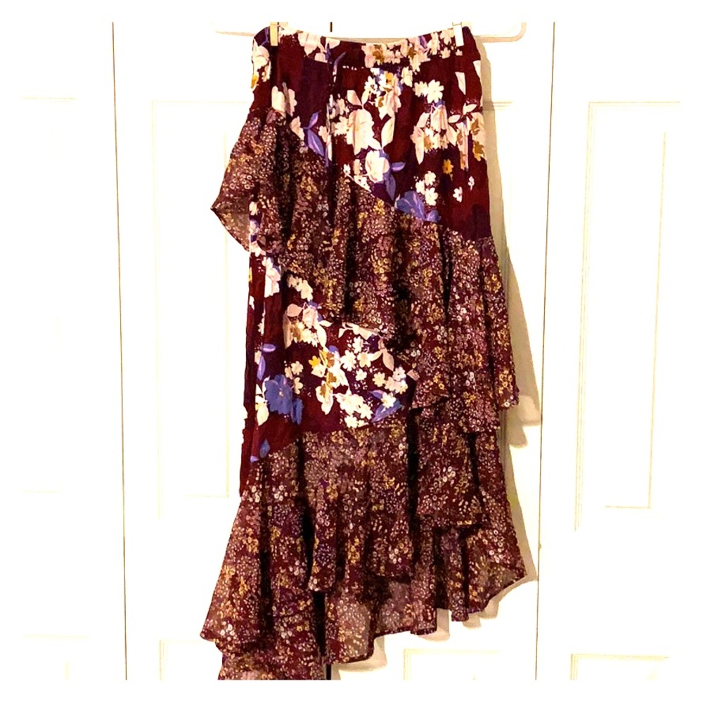Boho style floral high/low skirt